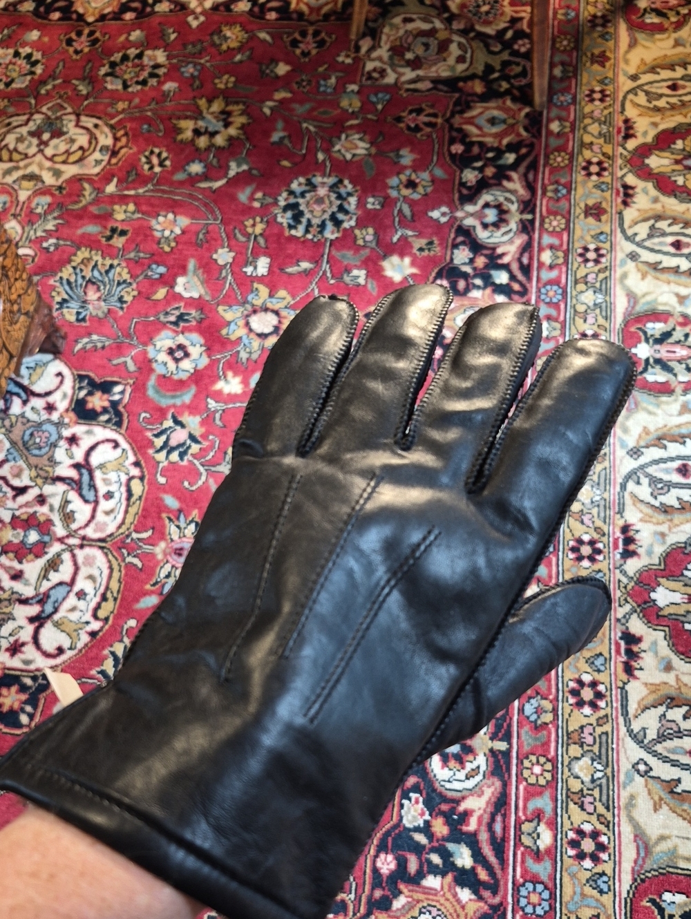 FREDERICK & NELSON 90s Rabbit Fur Lined Leather Gloves Large NWT